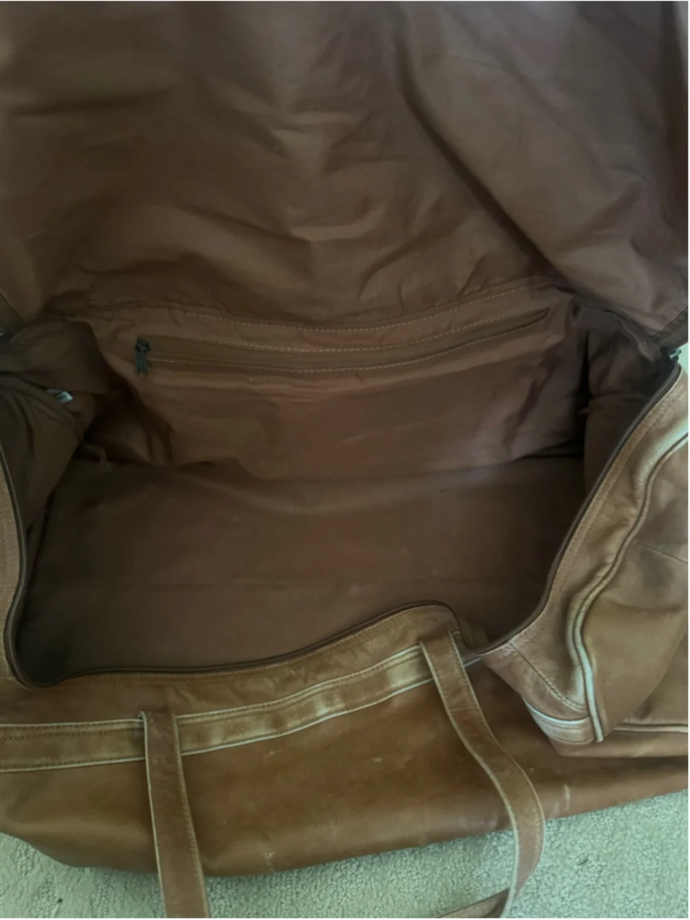 Leather Duffel Bag One Size Brown
